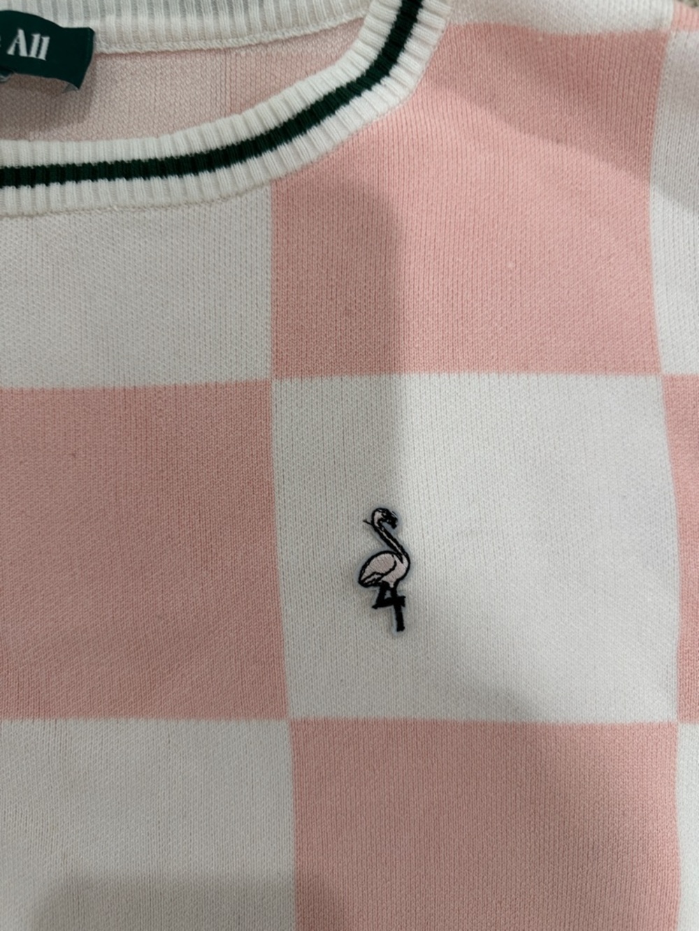 Fore All golf Pink & White Checkered Sweater with Embroidered Logo large - Picture 3 of 3
